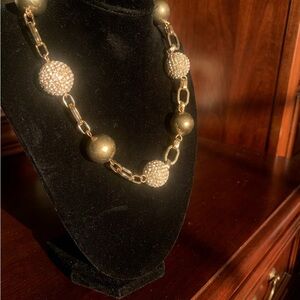 Chunky Gold w/Pavé Crystal Sphere Statement Necklace